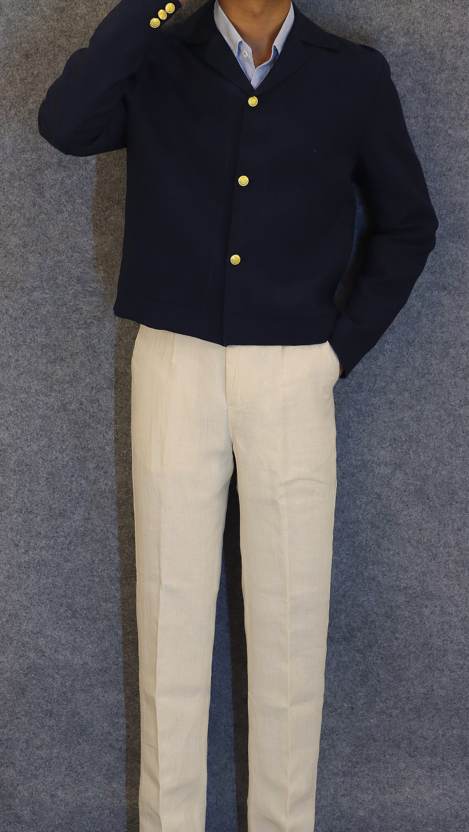 NAVY JACKET (100% Linen)