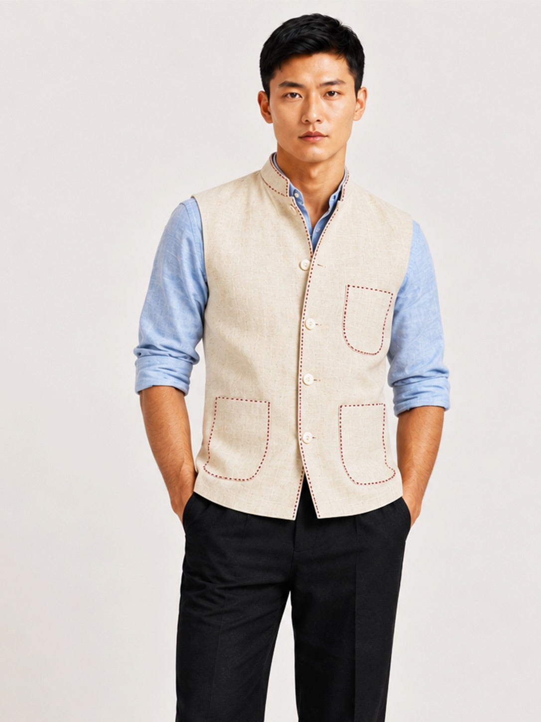IVORY LINEN VEST