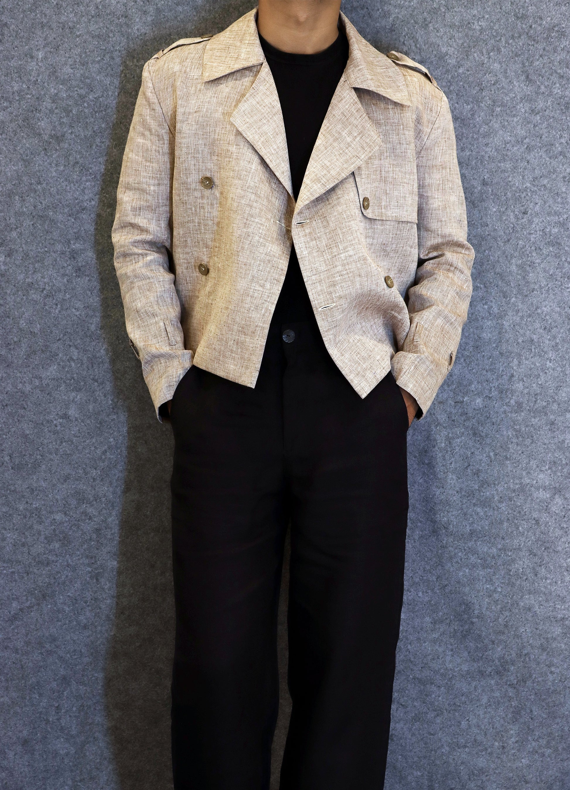 CHAMBRAY LINEN COAT (100% Linen)