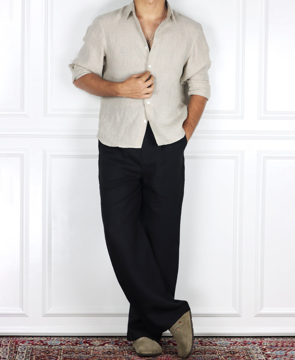 BLACK LINEN TROUSER