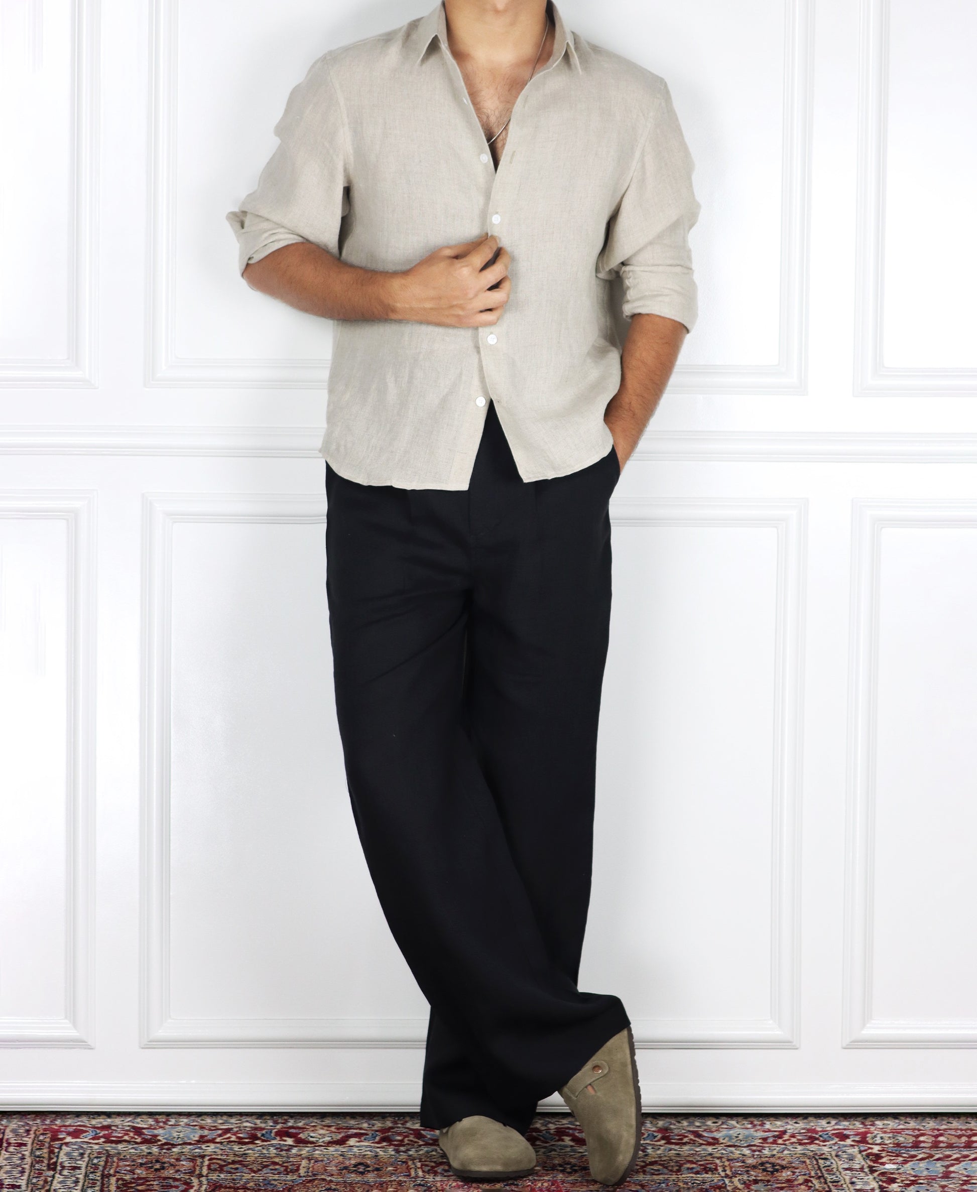 BLACK LINEN TROUSER