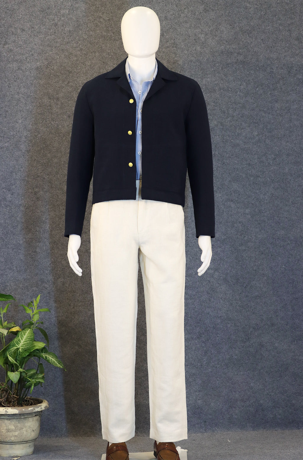 NAVY JACKET (100% Linen)