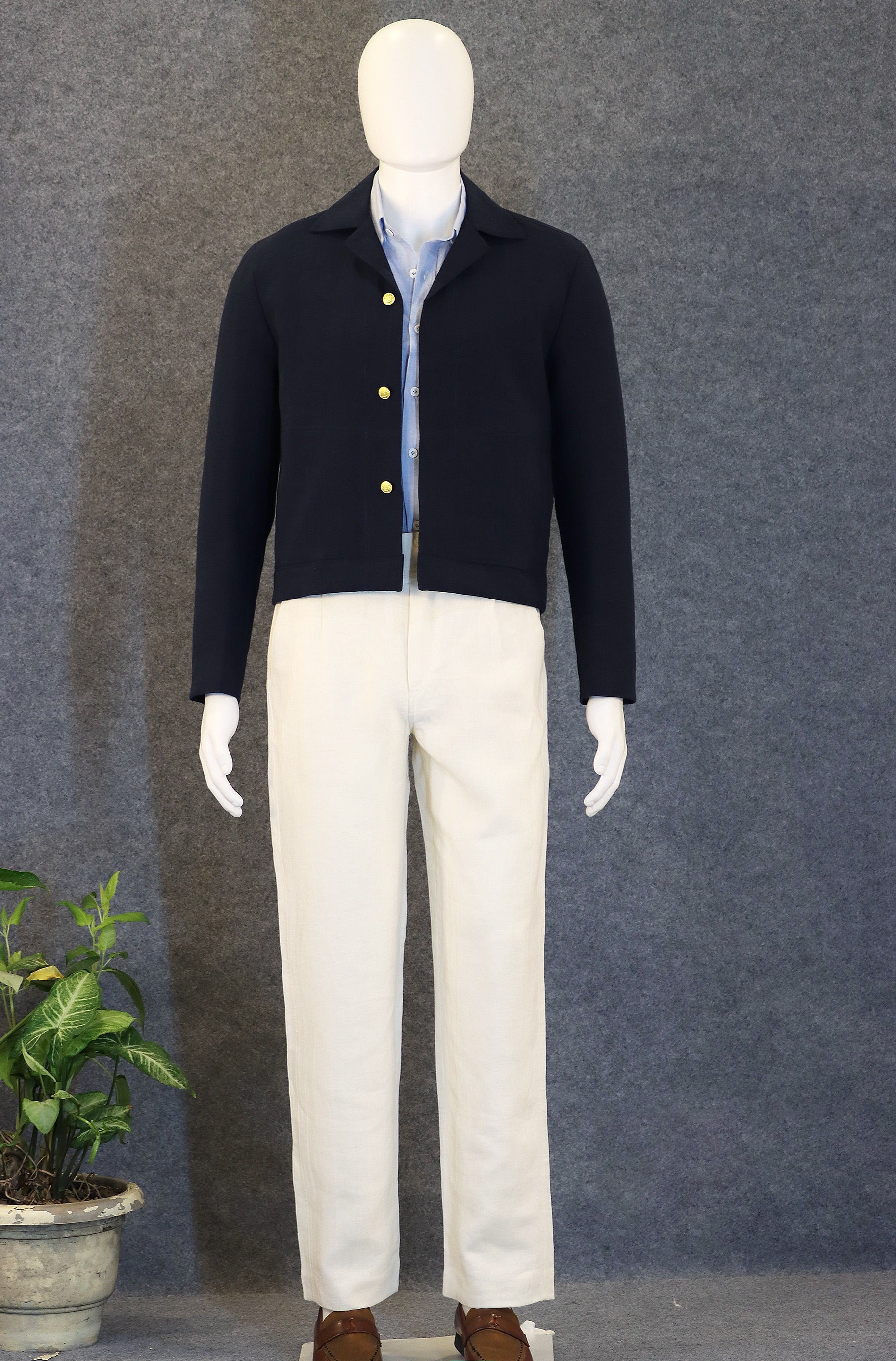 NAVY JACKET (100% Linen)