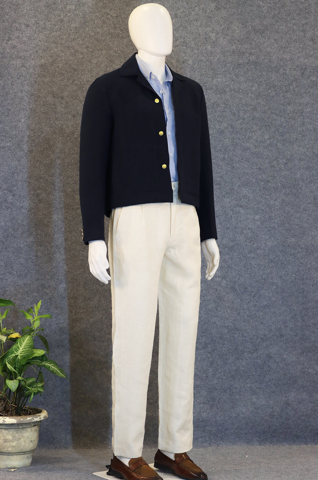 NAVY JACKET (100% Linen)
