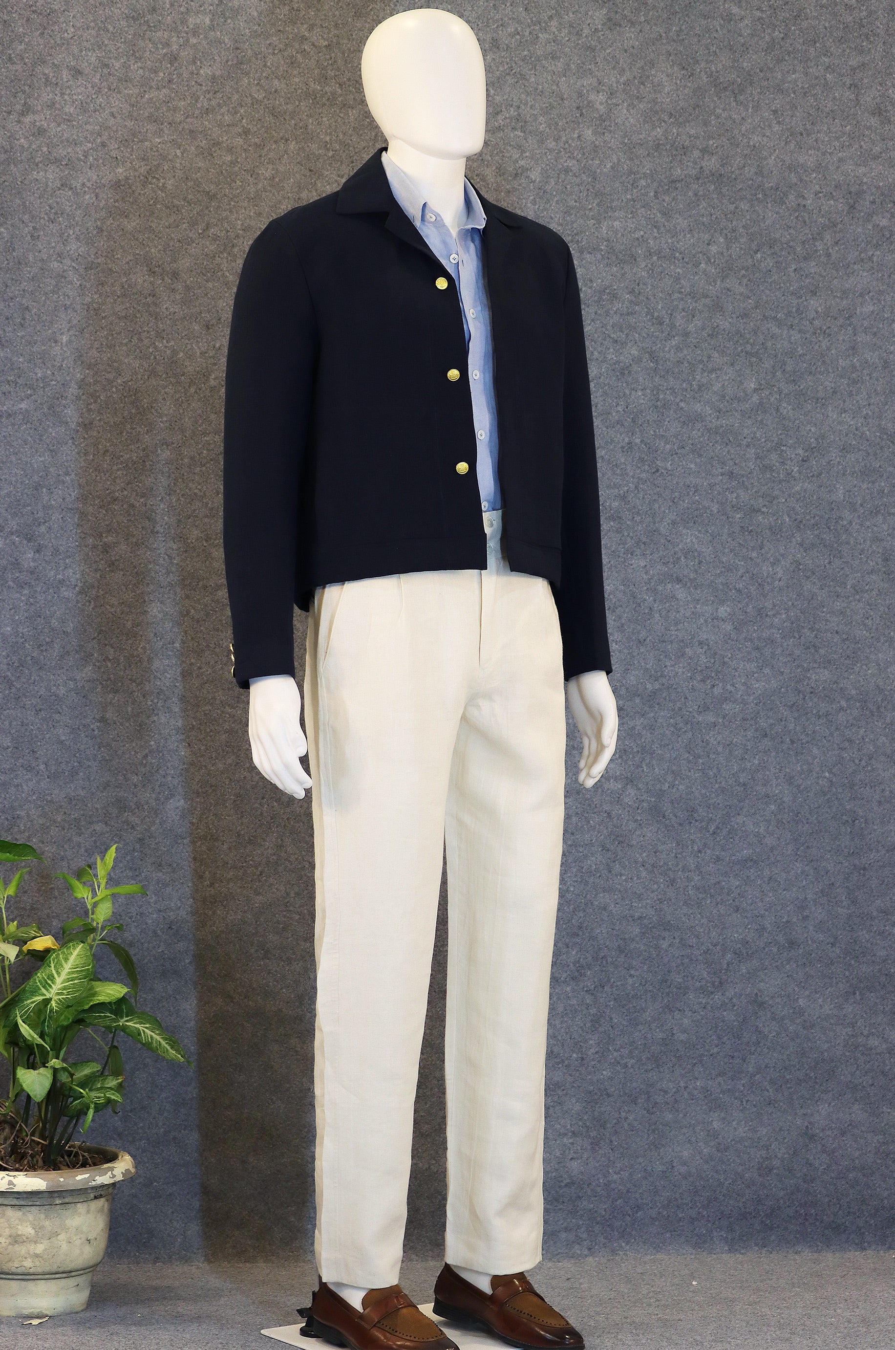 NAVY JACKET (100% Linen)