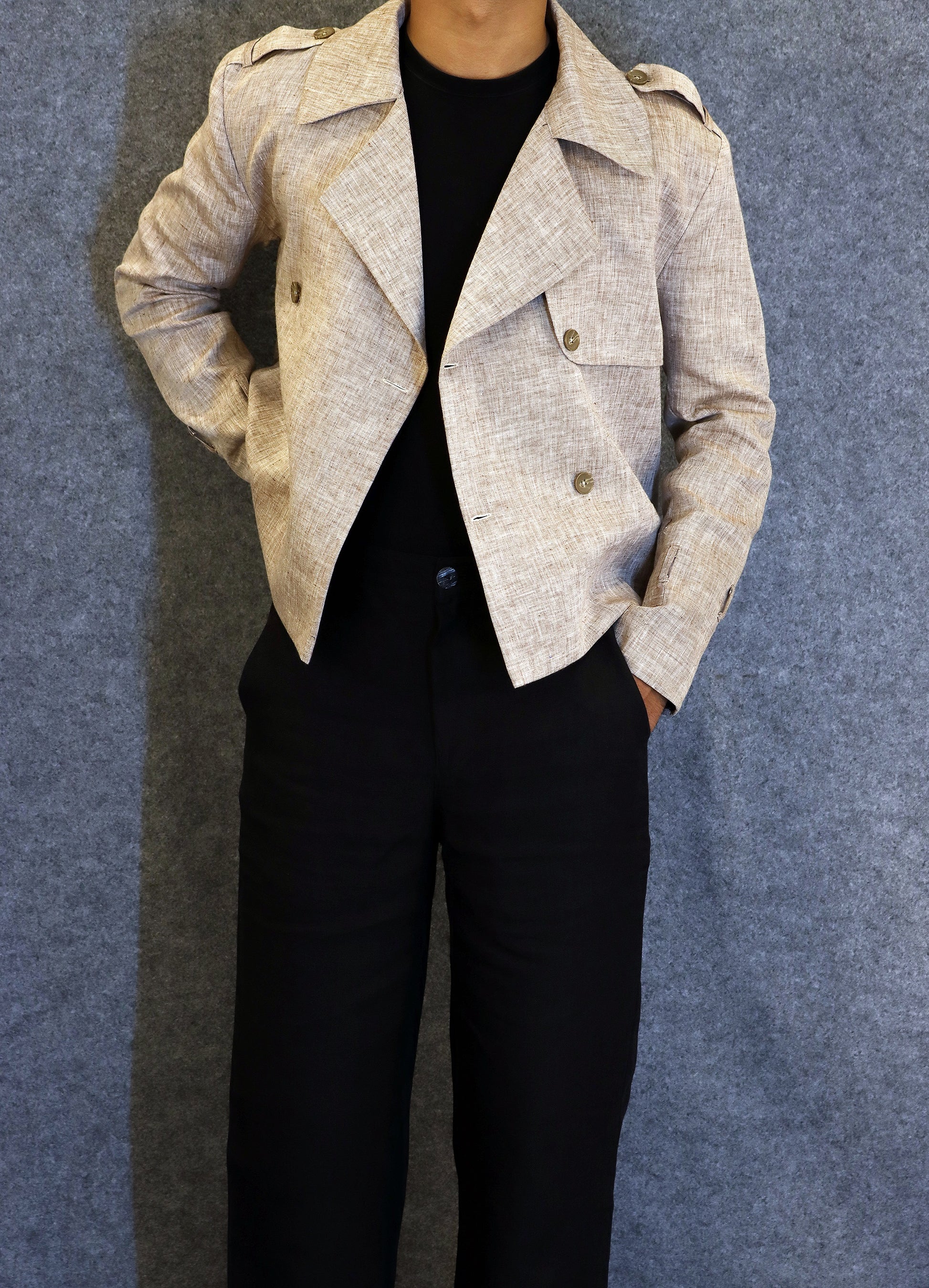 CHAMBRAY LINEN COAT (100% Linen)