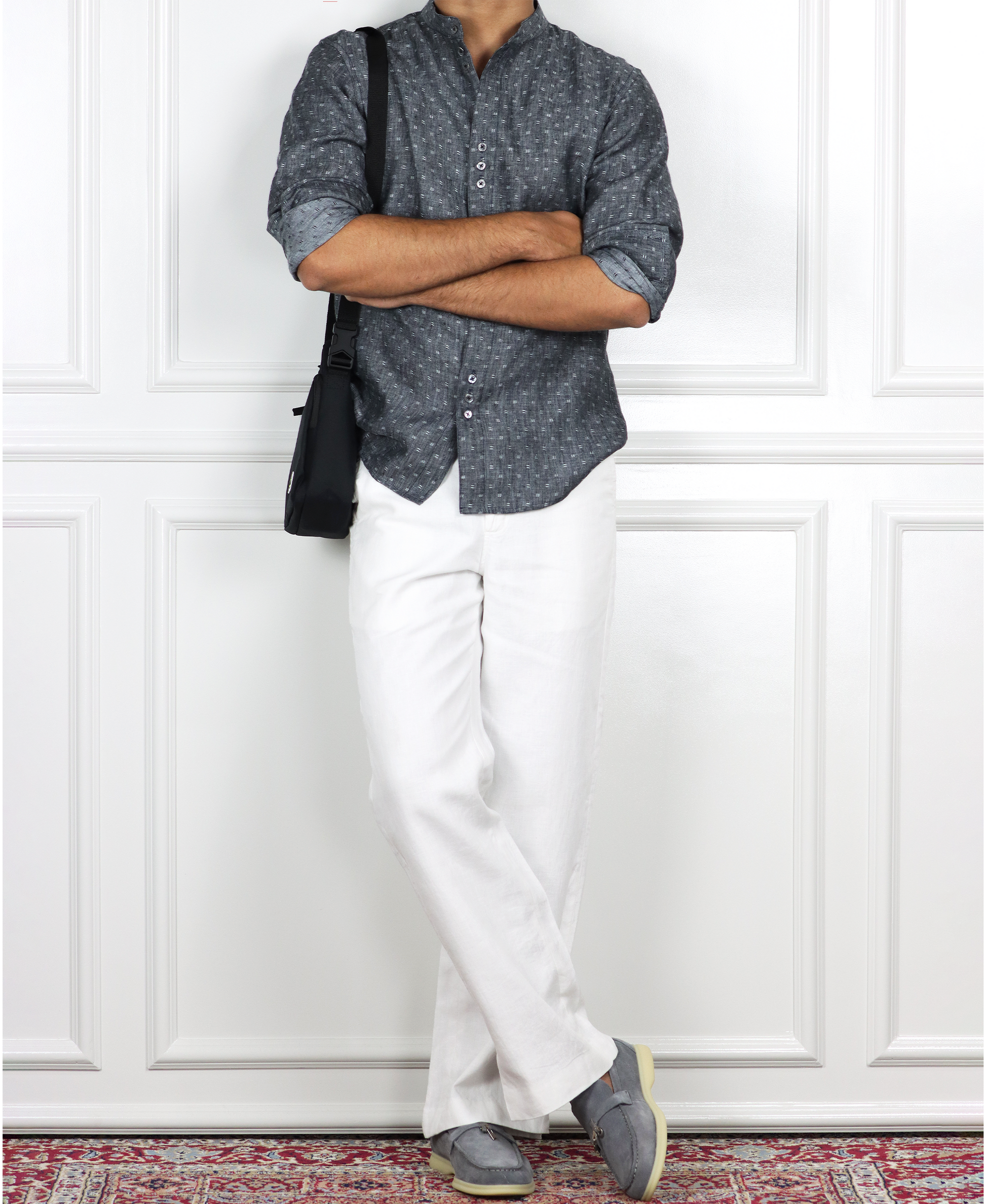 Grey Dobby Linen Shirt