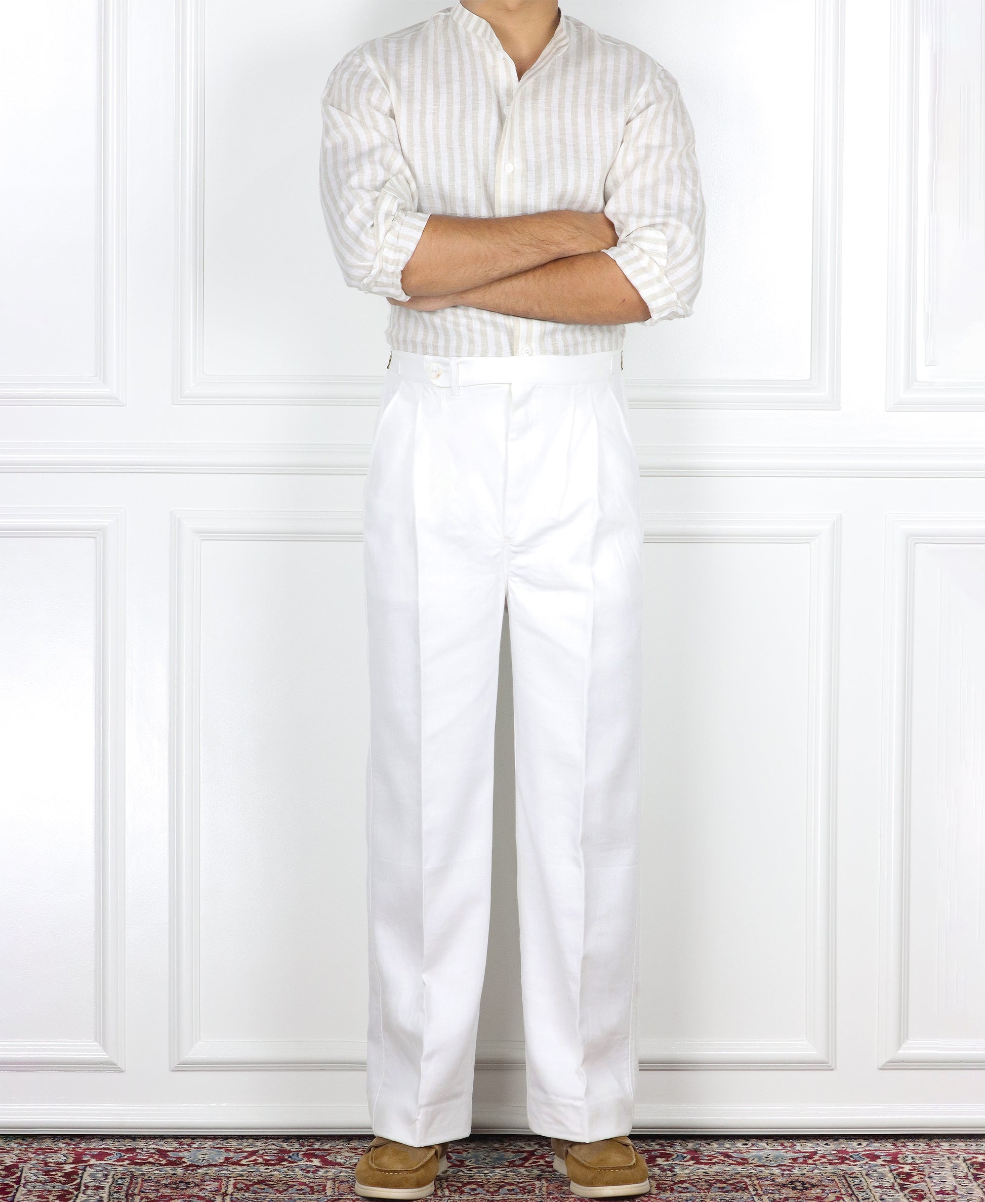 White Double Pleated Pants