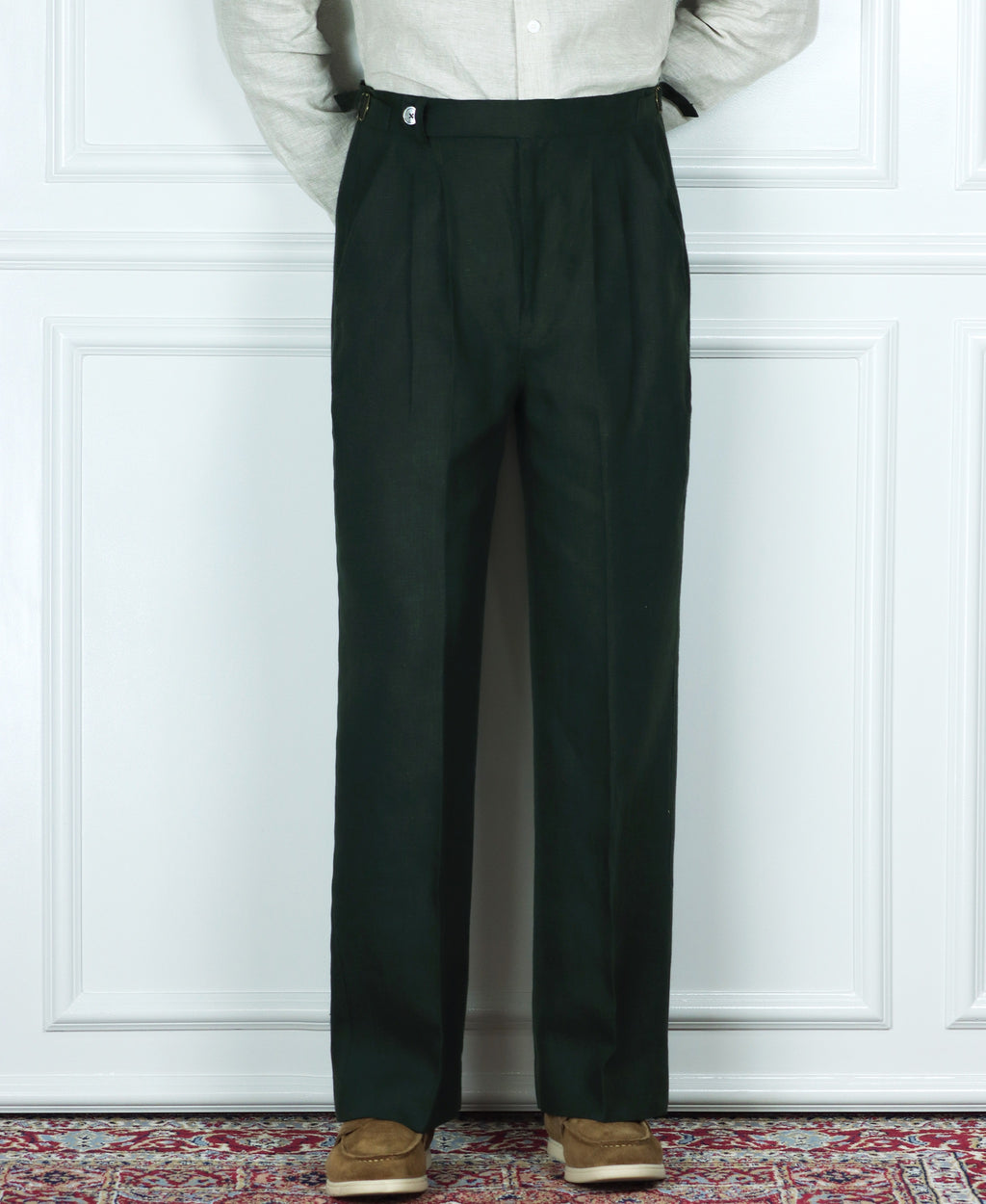 Dark Green Double Pleated Pants