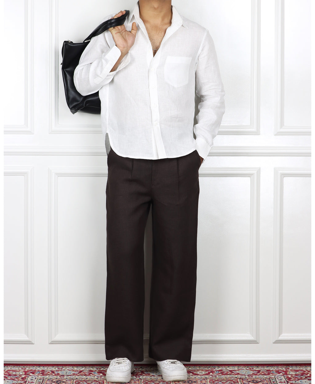White Cropped Linen Shirt
