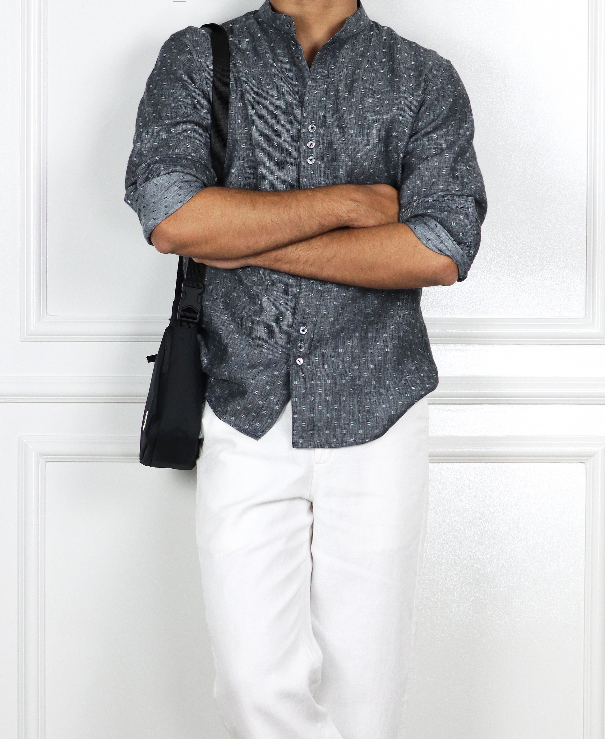 Grey Dobby Linen Shirt