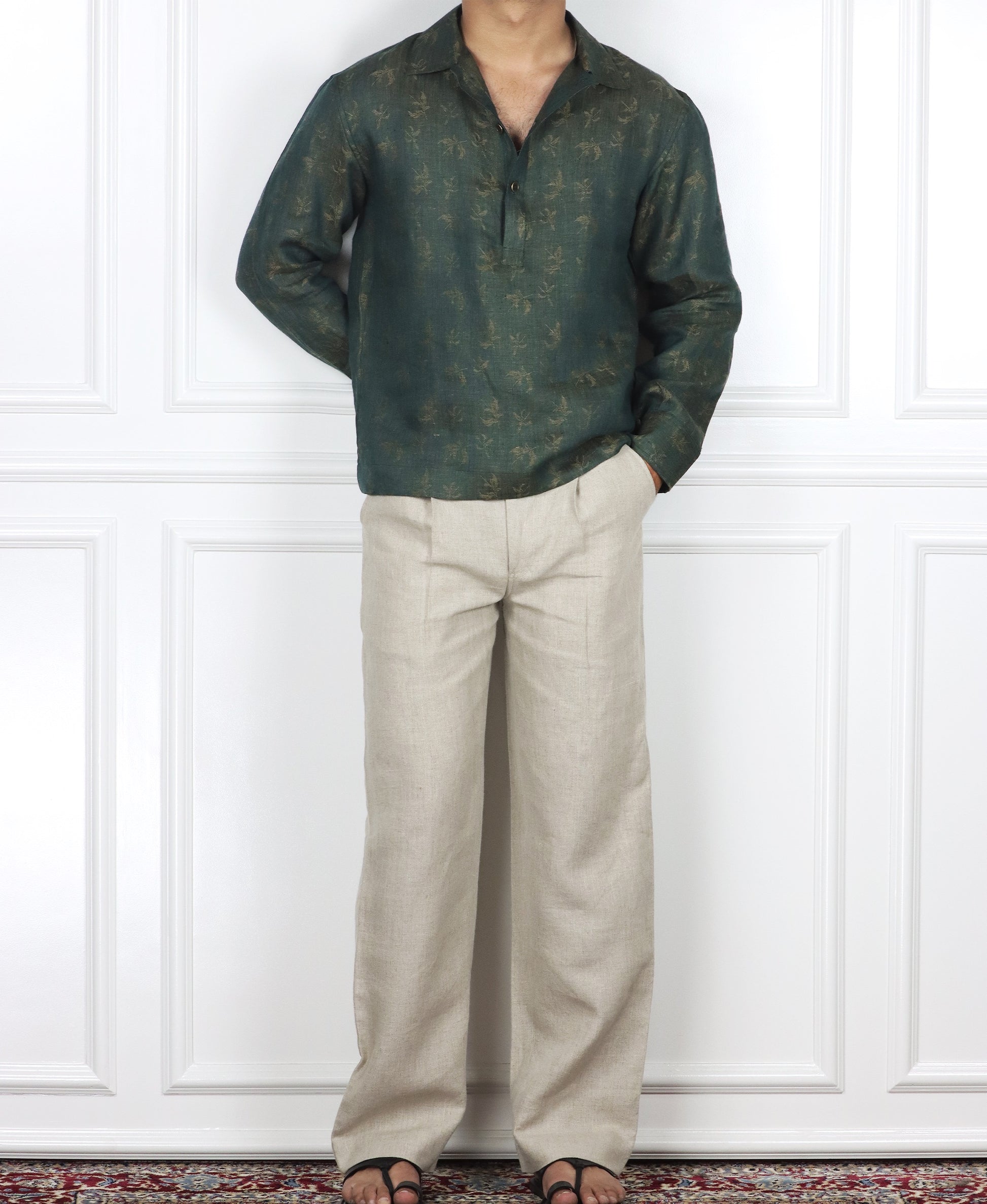 Jacquard Linen Pullover
