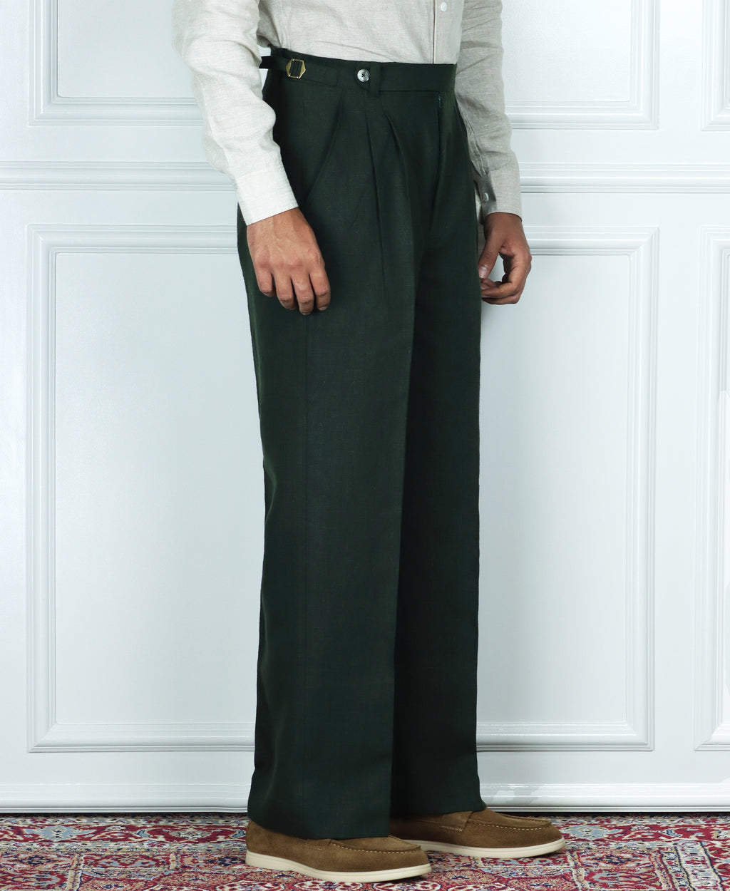 Dark Green Double Pleated Pants