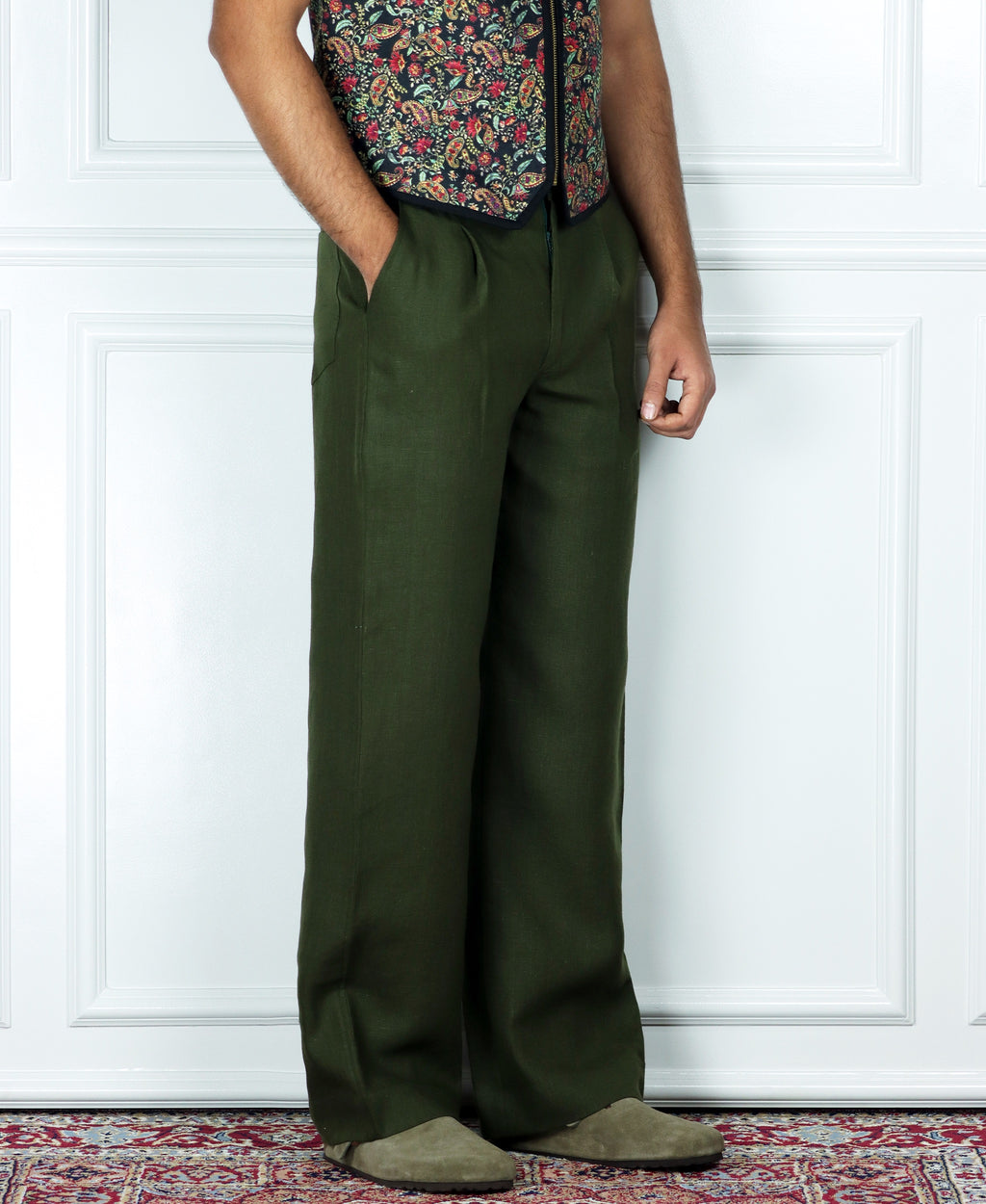 Olive Linen Pants