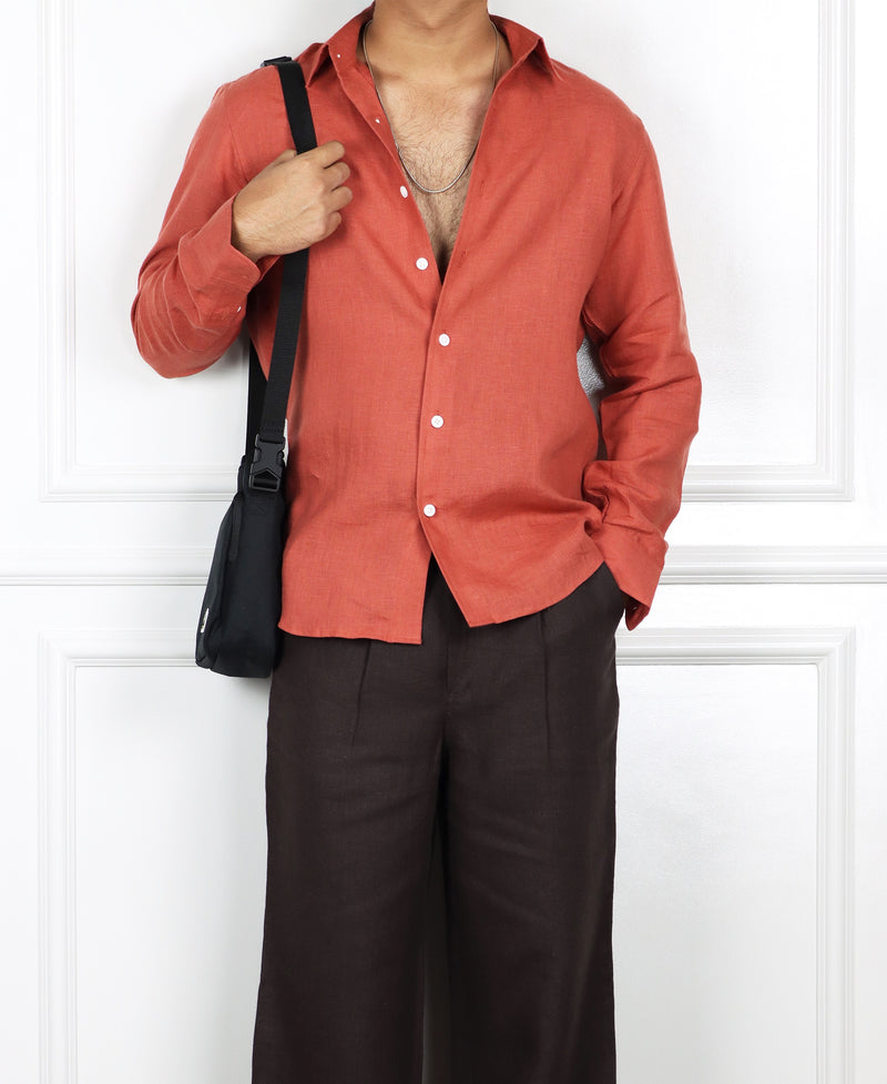 Coral Linen Shirt