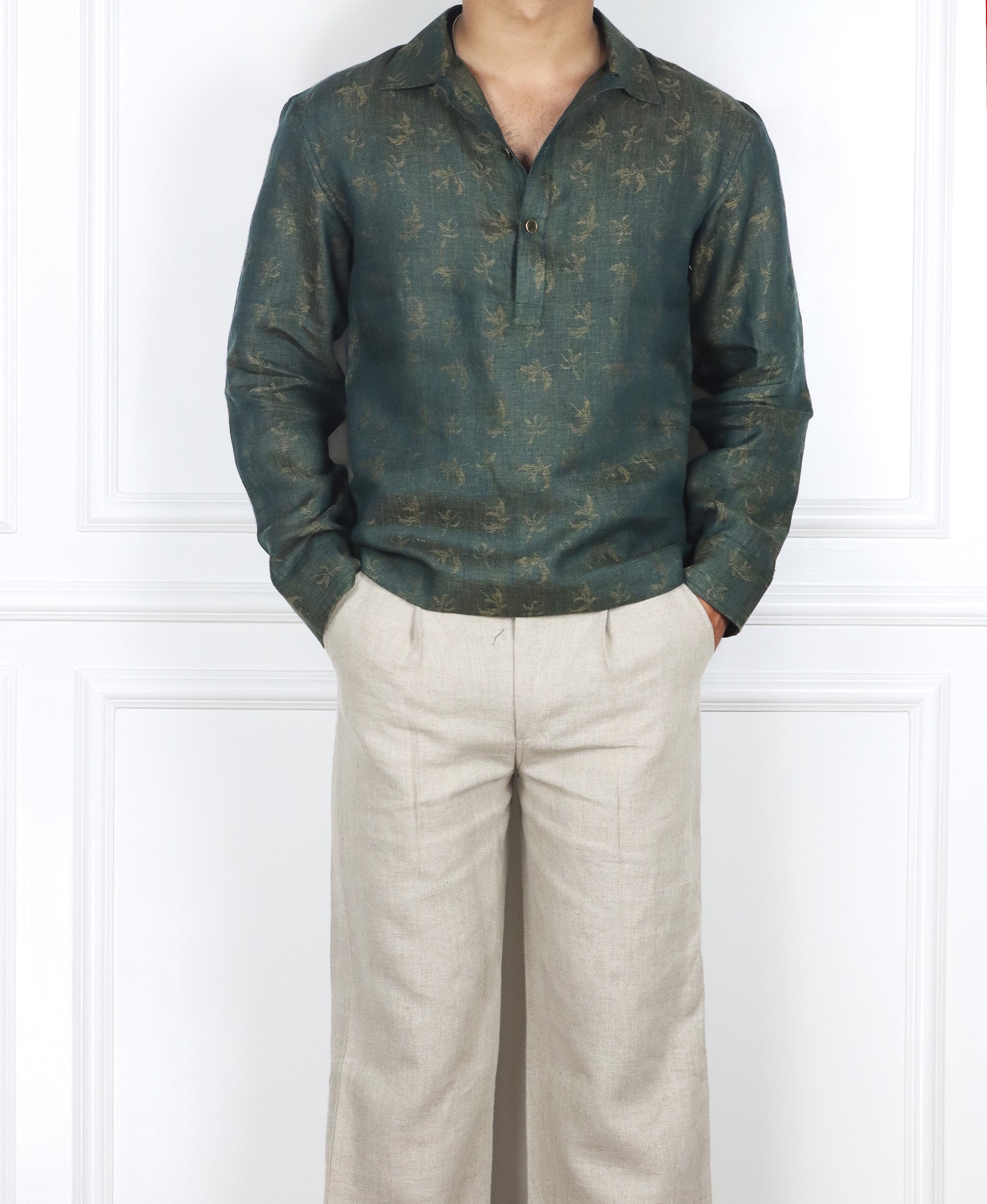 Jacquard Linen Pullover