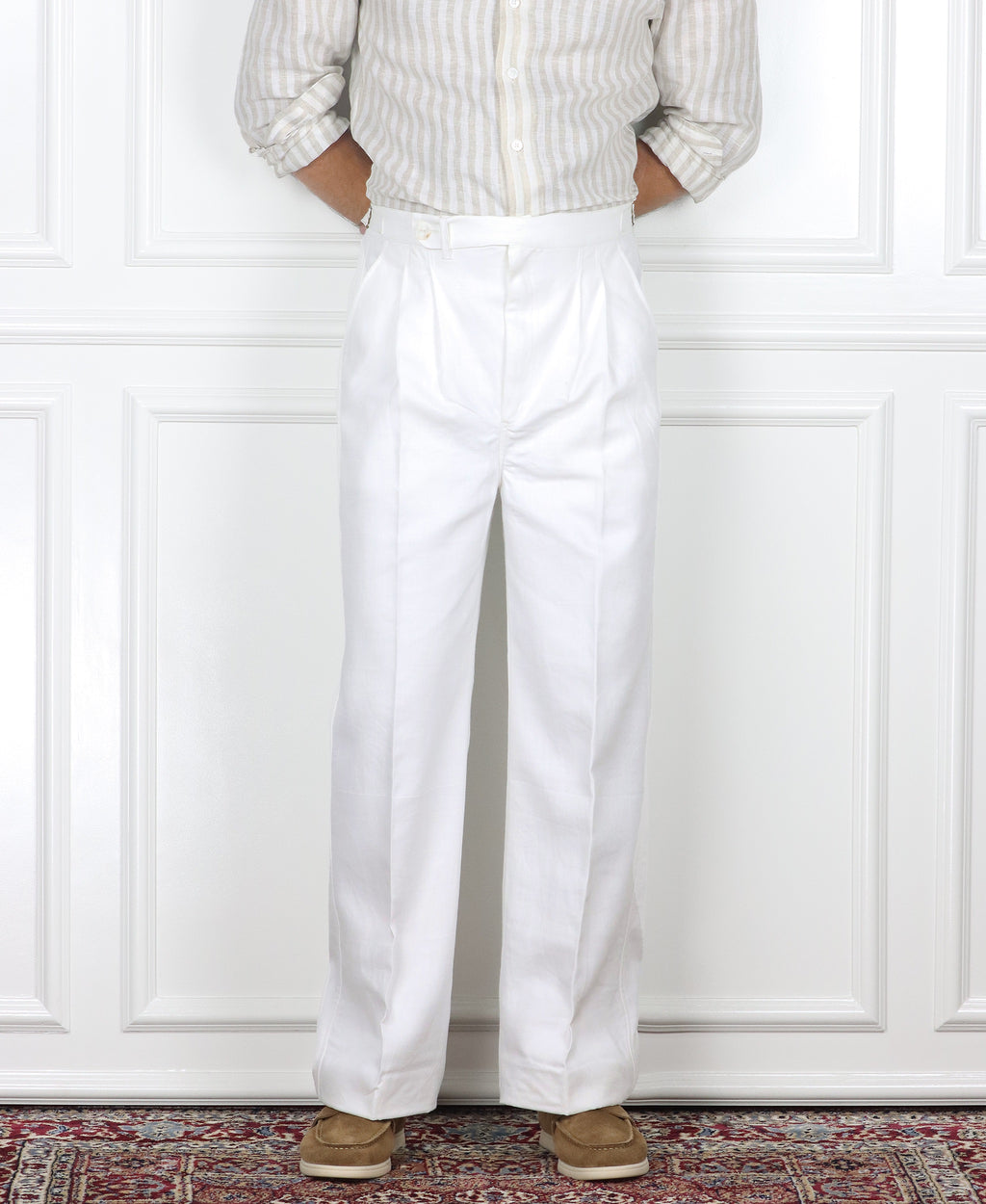 White Double Pleated Pants