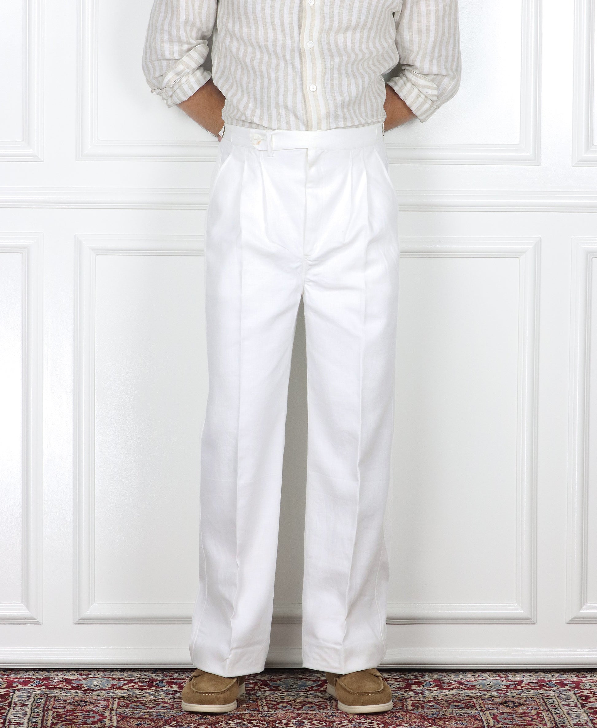 White Double Pleated Pants