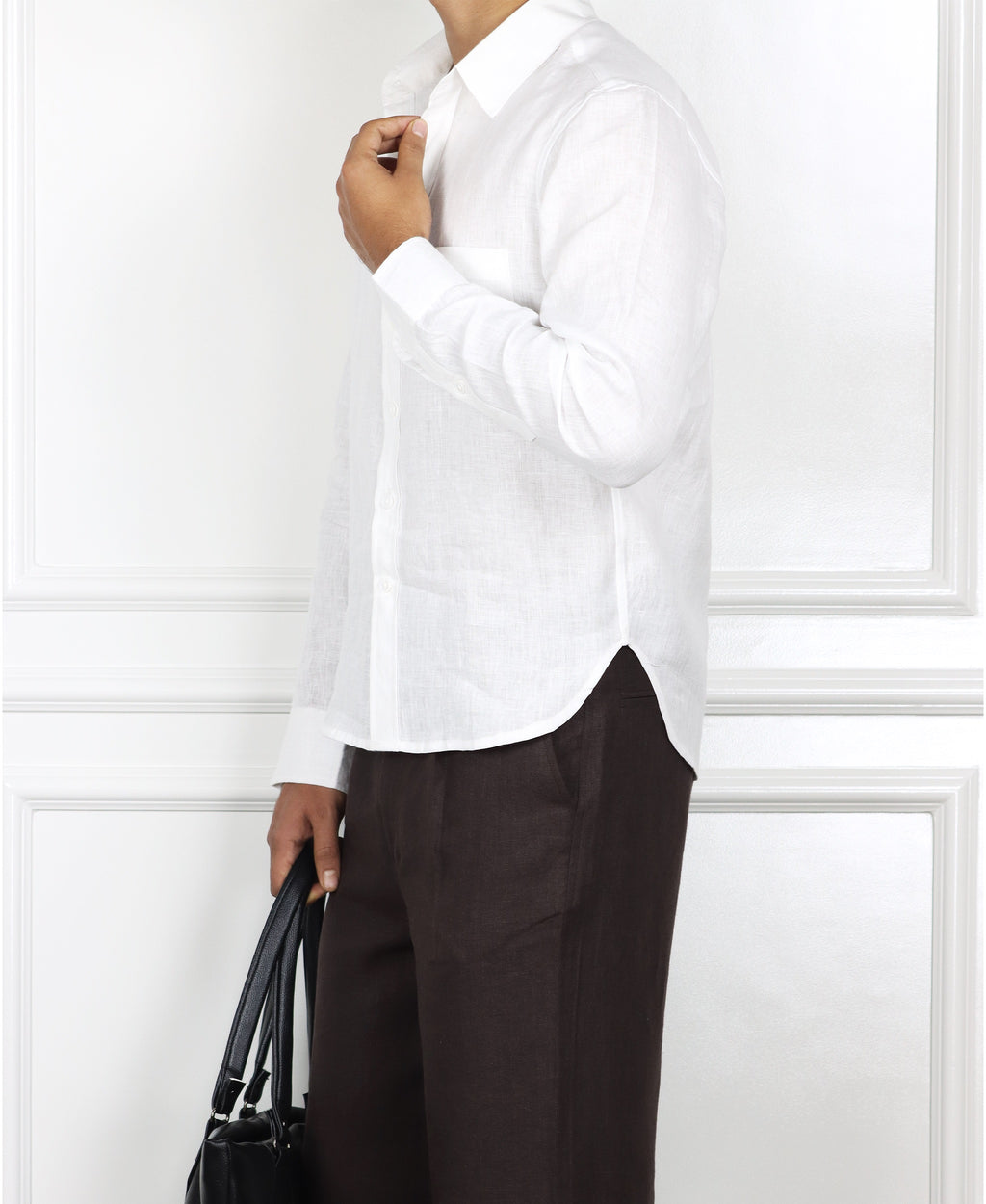 White Cropped Linen Shirt