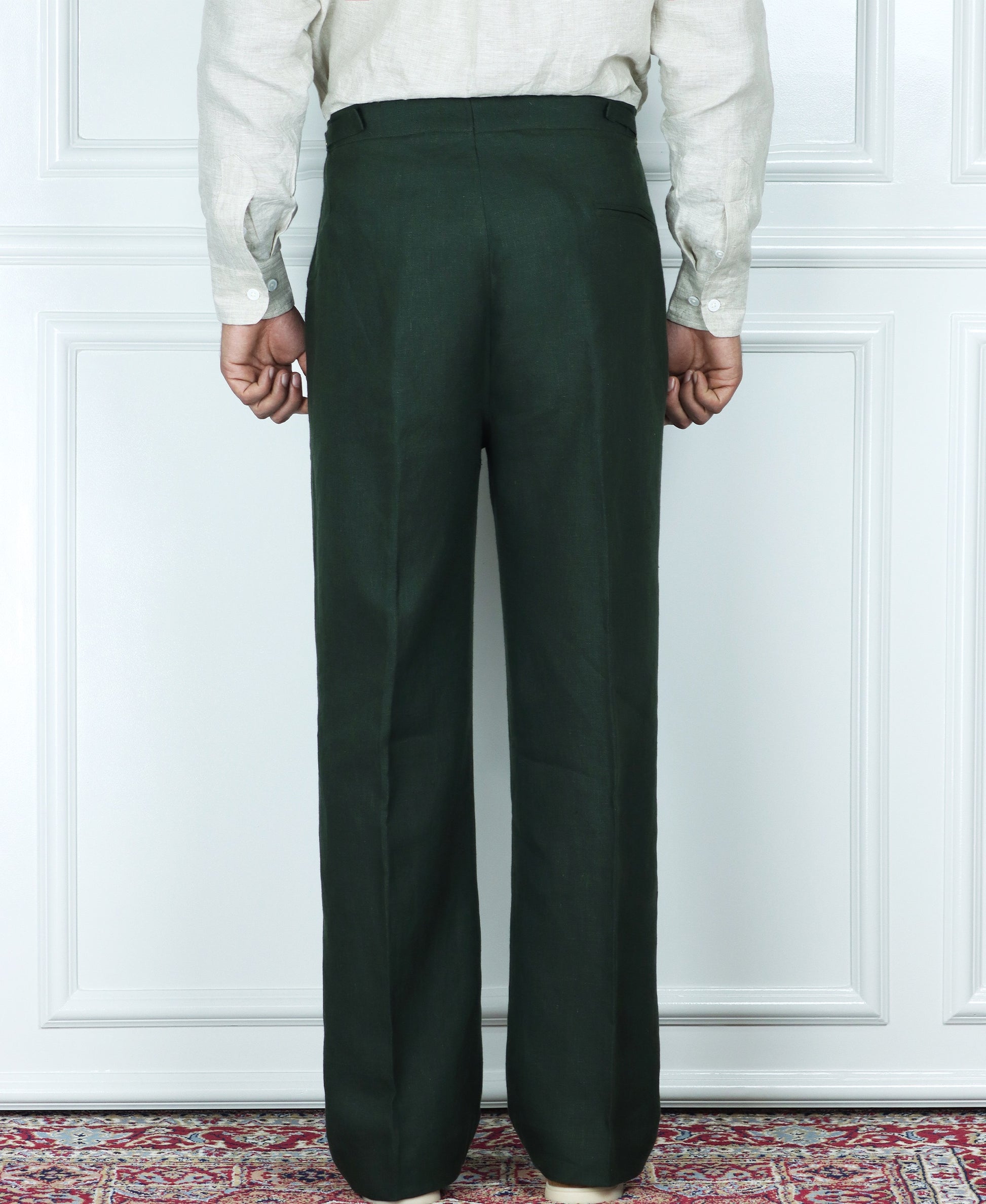 Dark Green Double Pleated Pants