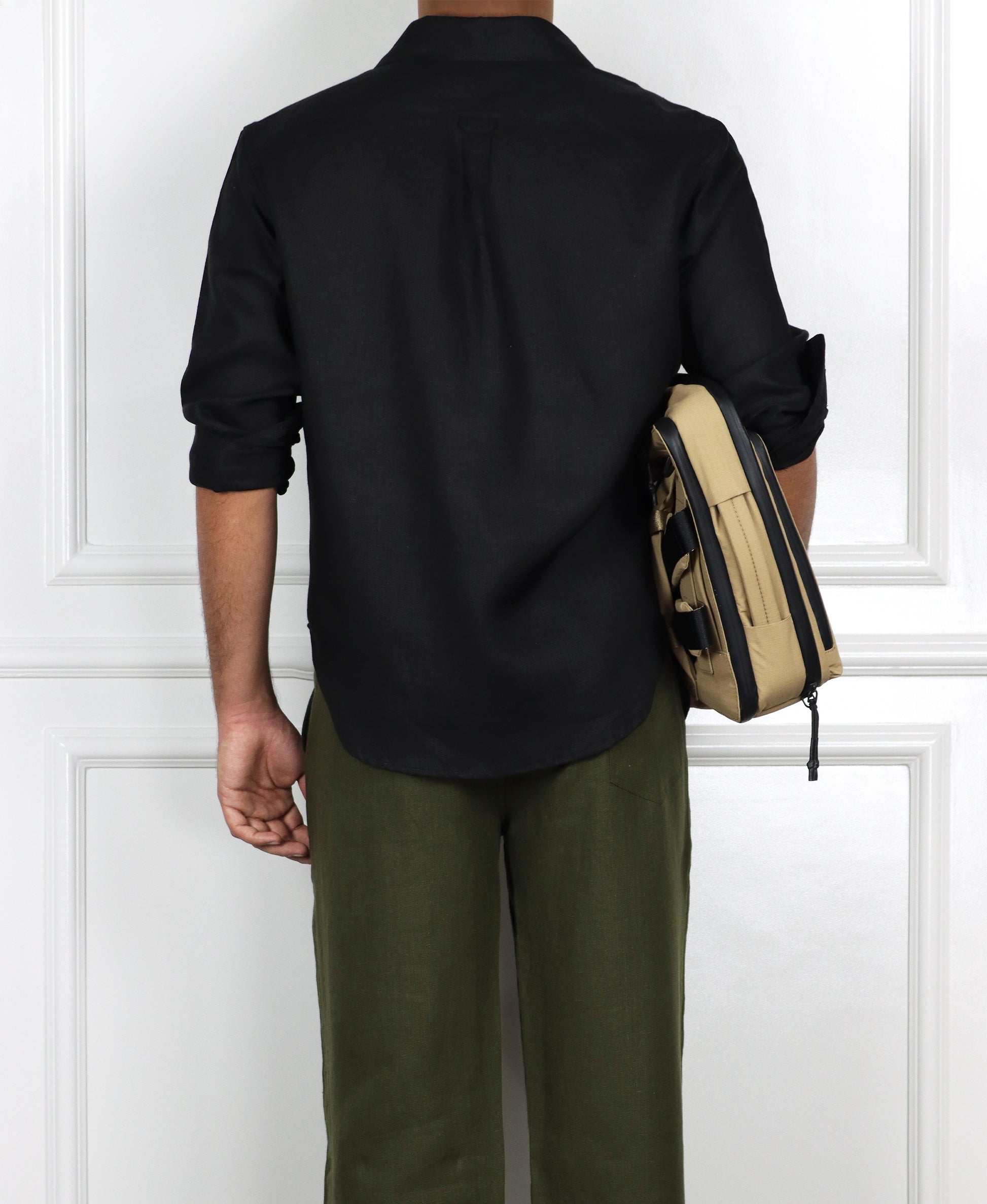 Black Cropped Linen Shirt