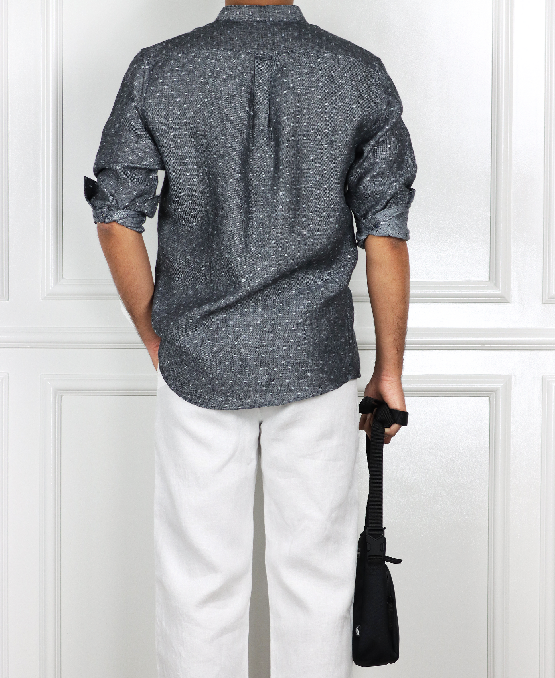 Grey Dobby Linen Shirt