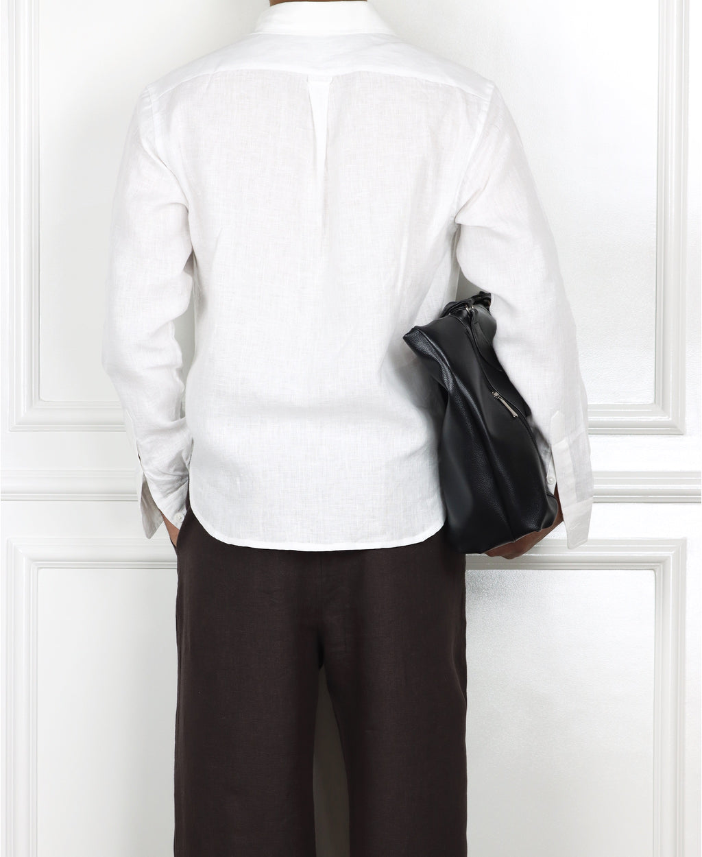 White Cropped Linen Shirt