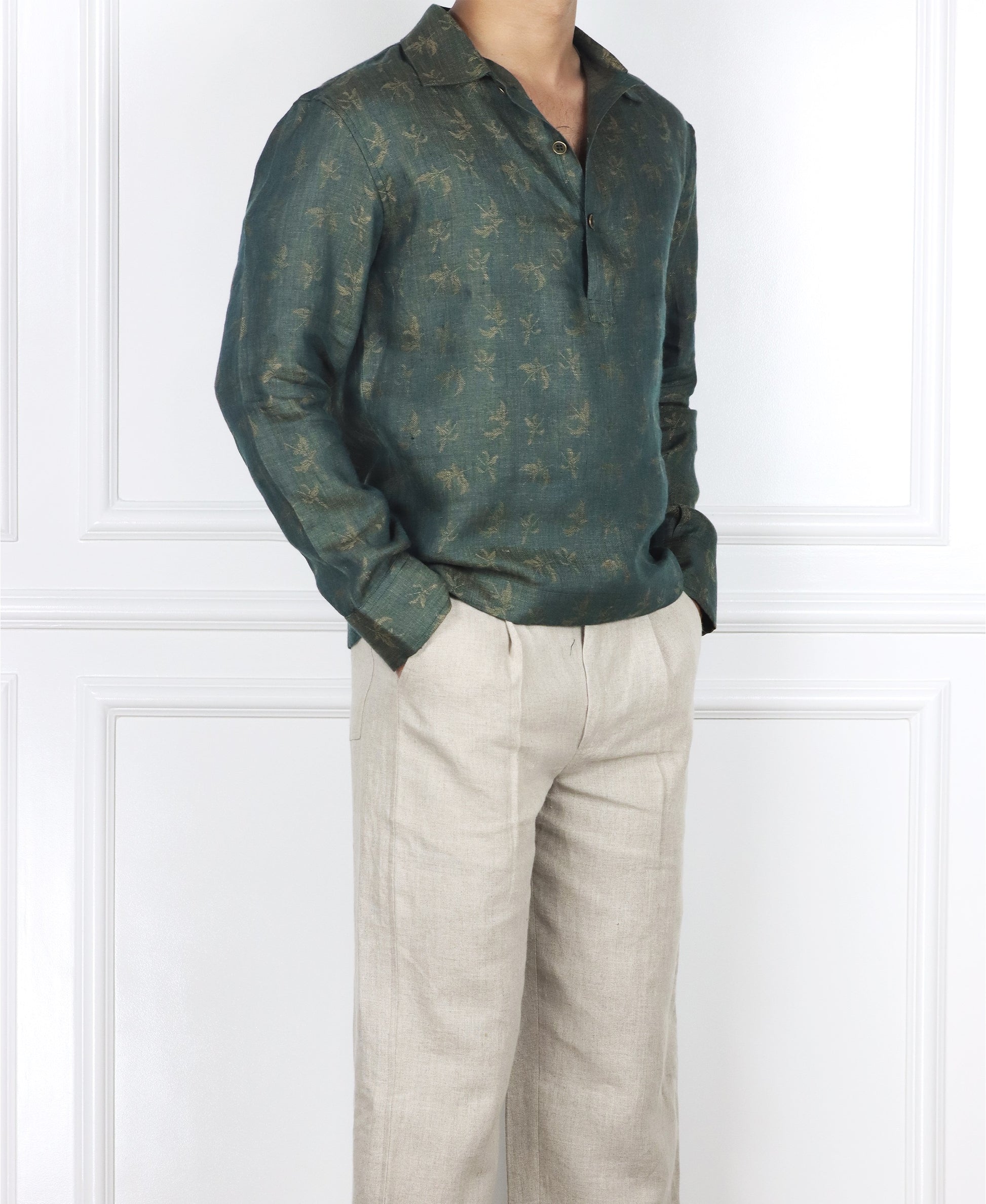 Jacquard Linen Pullover