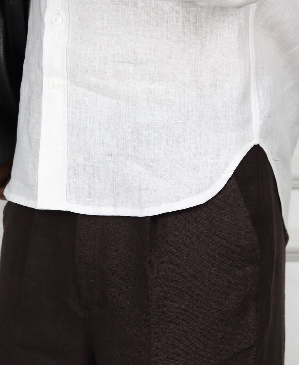 White Cropped Linen Shirt