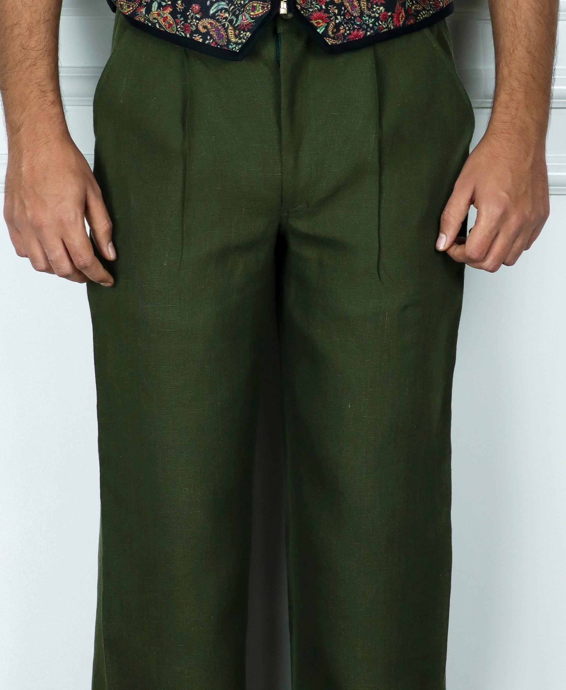 Olive Linen Pants
