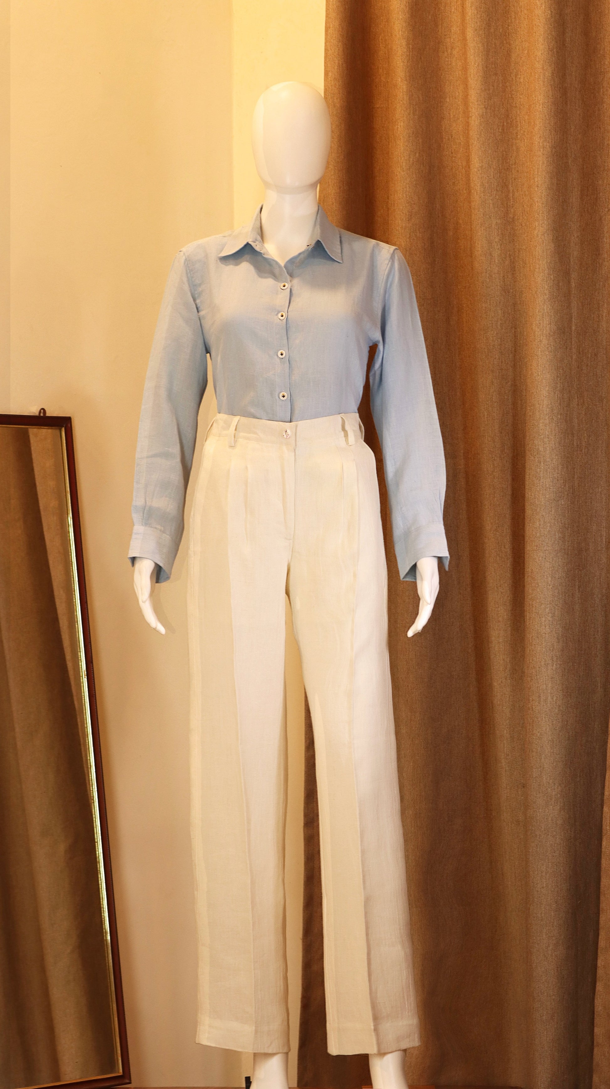 wide-leg pants (100% Linen)